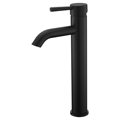 Euro Collection Single-Handle Deck-Mount Tall Vessel Lavatory Bathroom Sink Faucet - Matte Black
