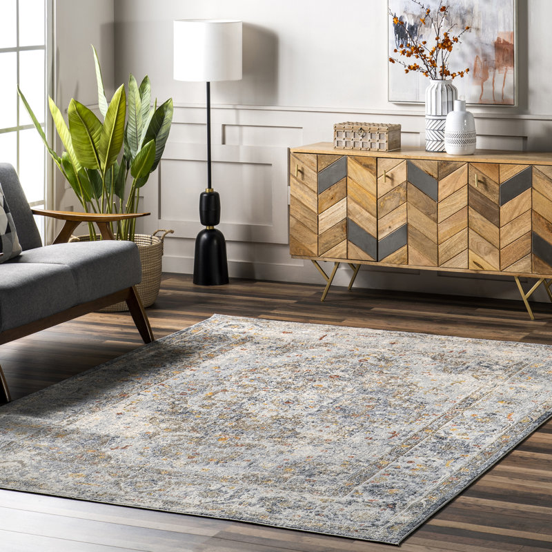 Herculaneum Light Gray Area Rug, Rectangle 5' x 8'