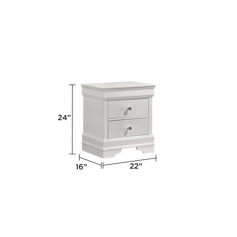 Table de chevet 2 tiroirs Blaze, Blanc