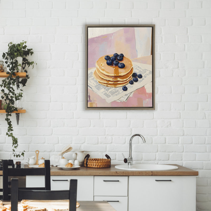 Crêpes aux bleuets avec cadre flottant sirop, design par The Prints Vibe, 21 x 17, Montalcino orme flottant encadré