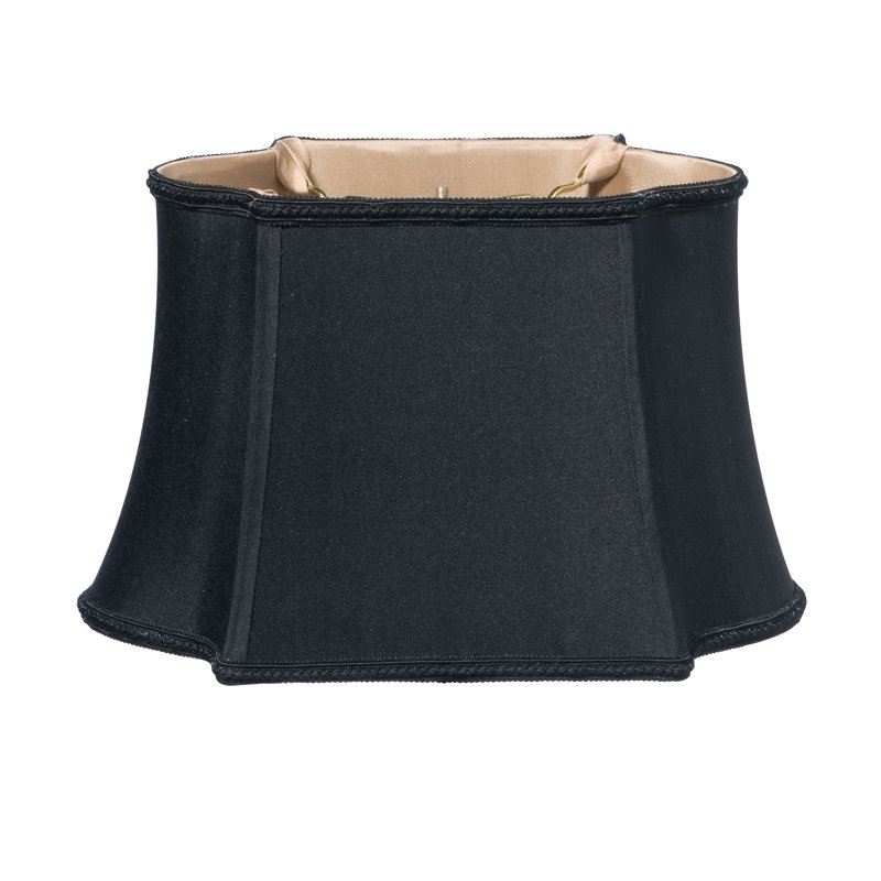 Abat-jour oblong avec abat-jour rond en tissu, Doré vieilli