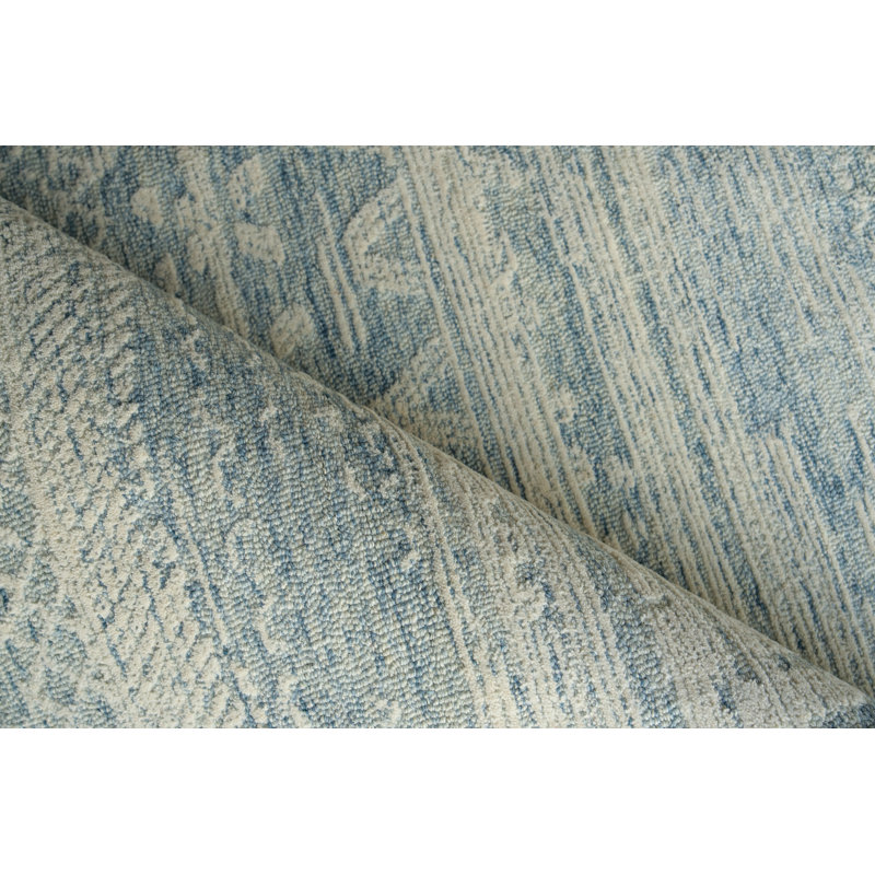 Martha Hand Tufted New Zealand Wool Blue/Ivory Area Rug, 9'X12'