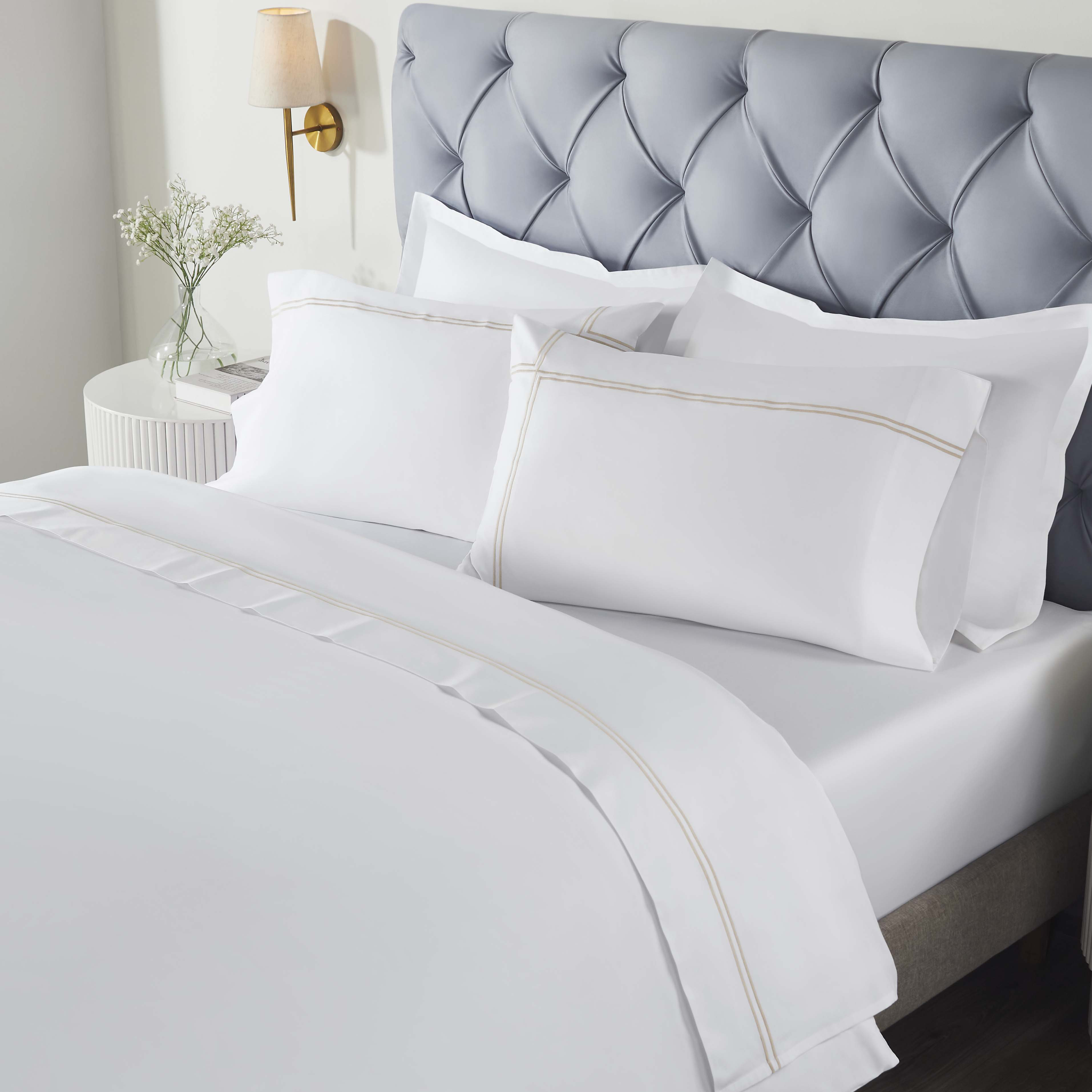 Superior Spring Blooms Cotton TwoLine Embroidered Deep Pocket Bed