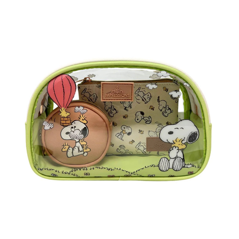 Ensemble de trousses de maquillage 3 pièces Peanuts Snoopy avec grandes, moyennes et petites trousses