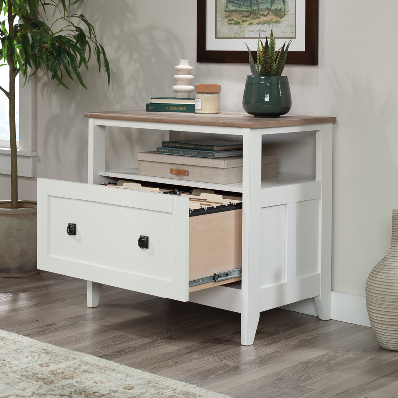 August Hill Open Shelf Lateral File Cabinet In Soft White