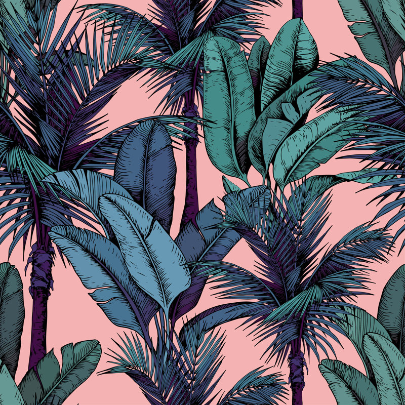 Warleigh Seamless Tropical Pattern by Jeanna Draw - Wrapped Canvas Print, 91cm H x 91cm W x 3.8cm D
