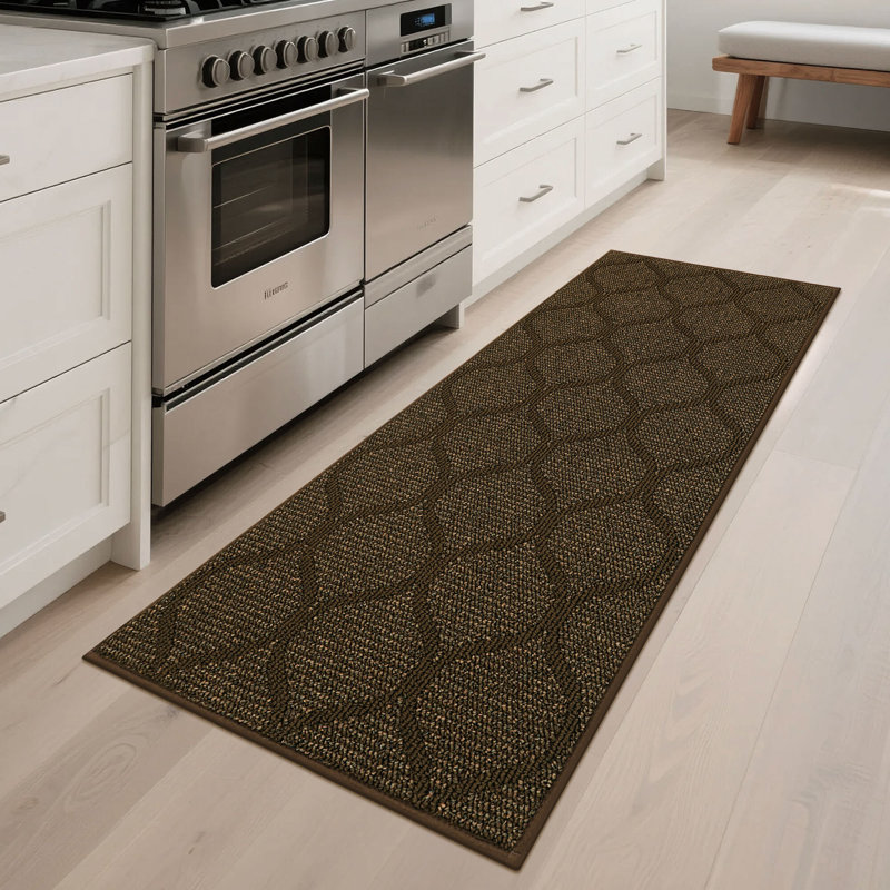 Tapis de couloir de cuisine antidérapant lavable - Tapis d'évier en polypropylène absorbant, Rectangle 24" x 48", Brown