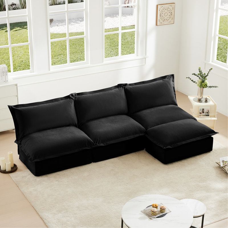 Canapé modulaire avec repose-pieds réversible sans accoudoirs
