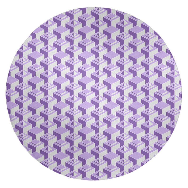 Chenille Geometric Indoor Rug, Round 5'