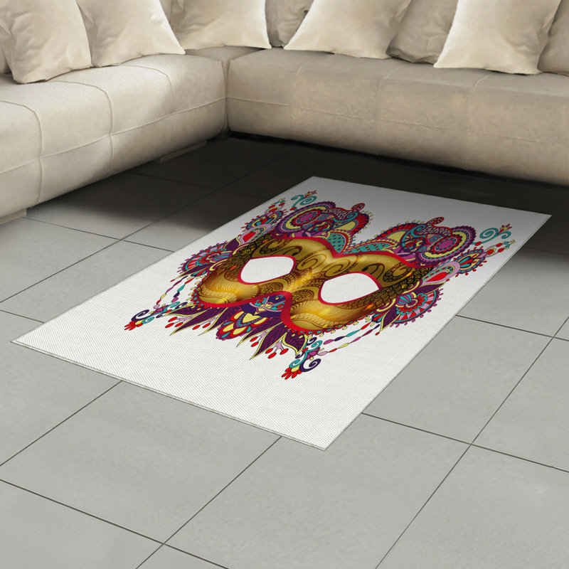 Mardi Gras High Density Long Fiber Poly Threads Decorative Area Rug Carpet, Rectangle 4' x 5'8"