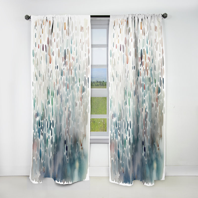 Caleigh - Bleu et blanc explorant des motifs abstraits I - Rideau abstrait - Velours obscurcissant - 1 panneau