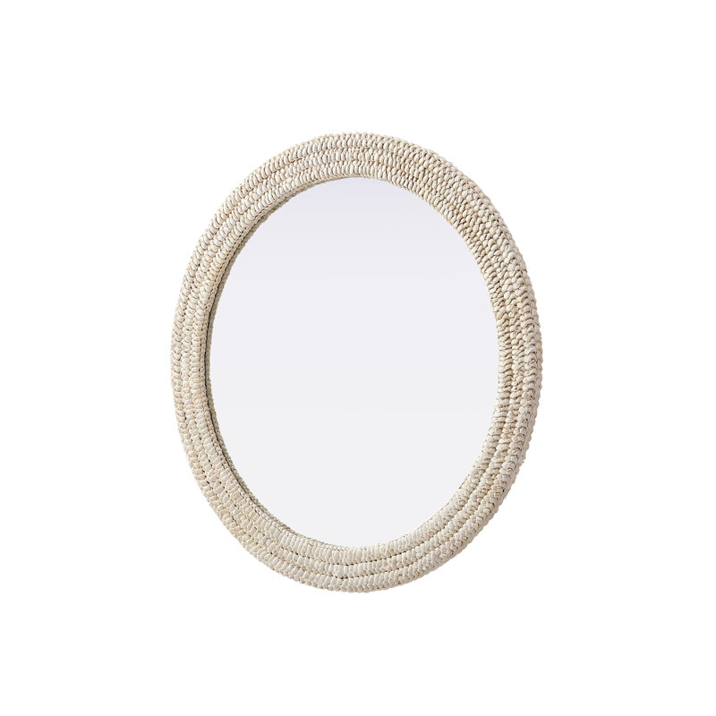 Oval Cornhusk Mirror in Linen White, 36" x 36"