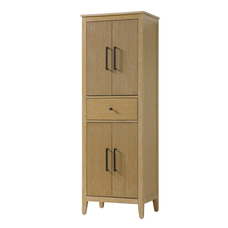 24 Inch Bath Storage Cabinet in Linen Oak, 72" H x 24" W x 18" D, Linen Oak