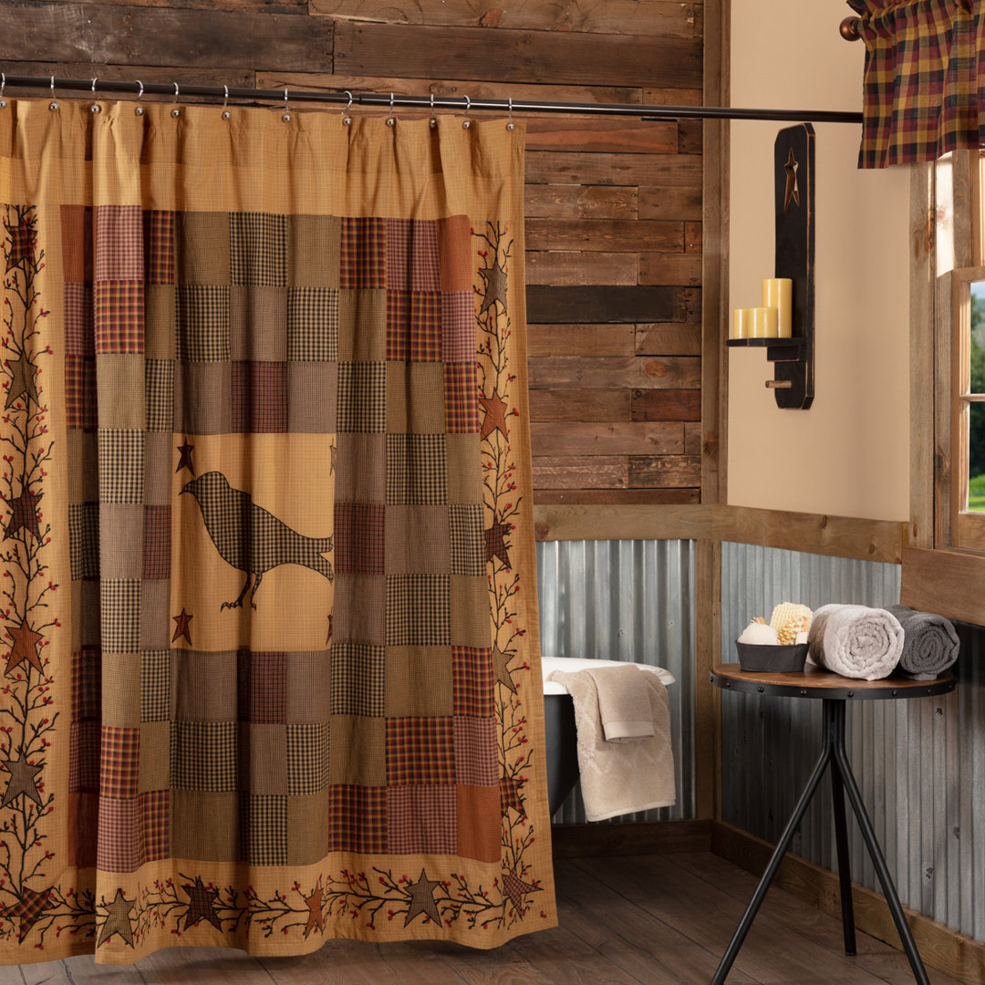 Griswald Cotton Blend Patchwork Shower Curtain August Grove®