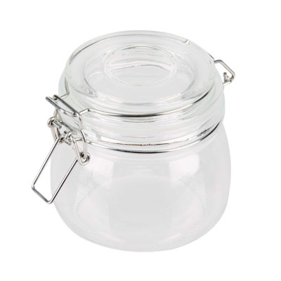  Glass Jar - 24 Count - Vetri 18 oz Glass Storage Jar, With Hinge Top Lid, Clear, Dishwasher-Safe - Storage Container For Candies, Chocolates, Kitchen Organization