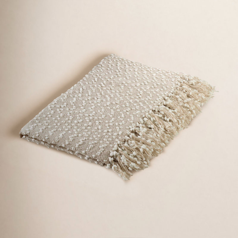 Hodgkins Hand-Woven Throw with Fringe , Vanilla
