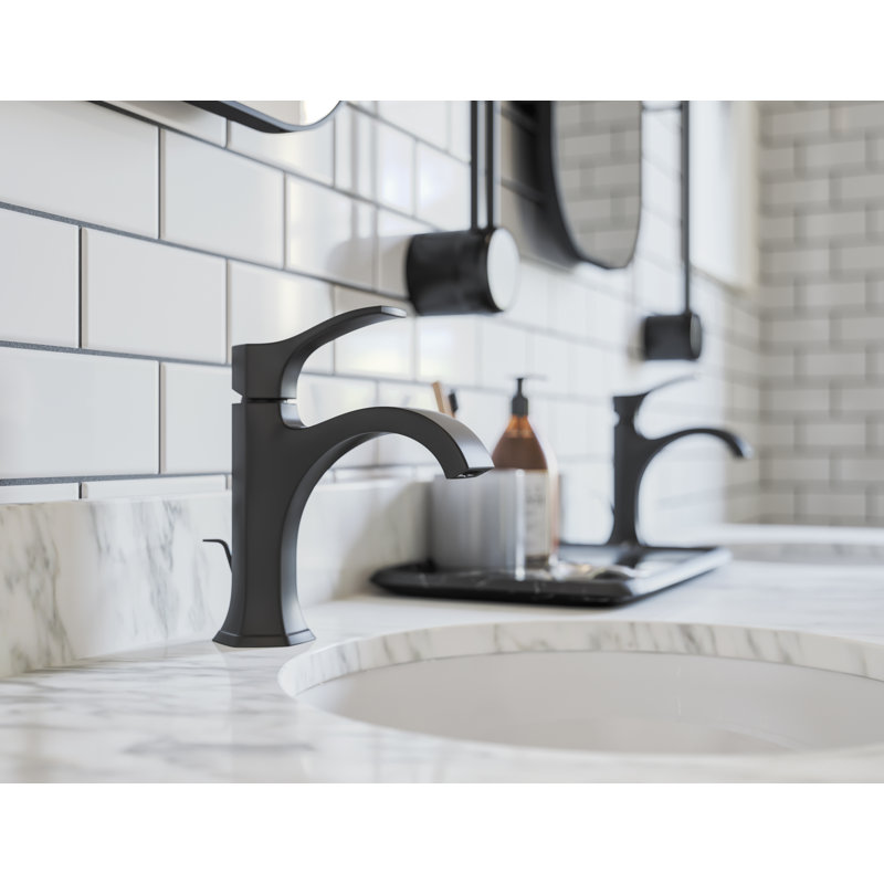 Locarno Single Hole Bathroom Faucet with Drain Assembly, Matte Black