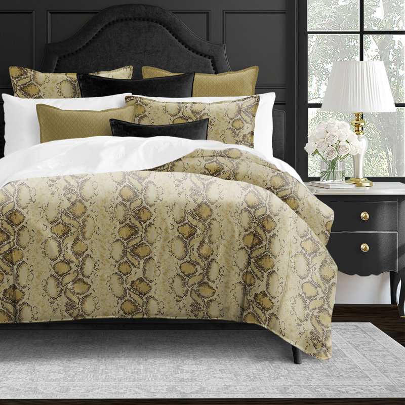 Ensemble de housse de couette en microfibre 3 pièces Snaka Gold, Housse de couette grand + 4 pièces supplémentair