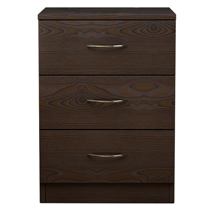 Deloni 3 Drawer 40Cm W Chest of Drawers Nightstand Bedside Cabinet, Walnut