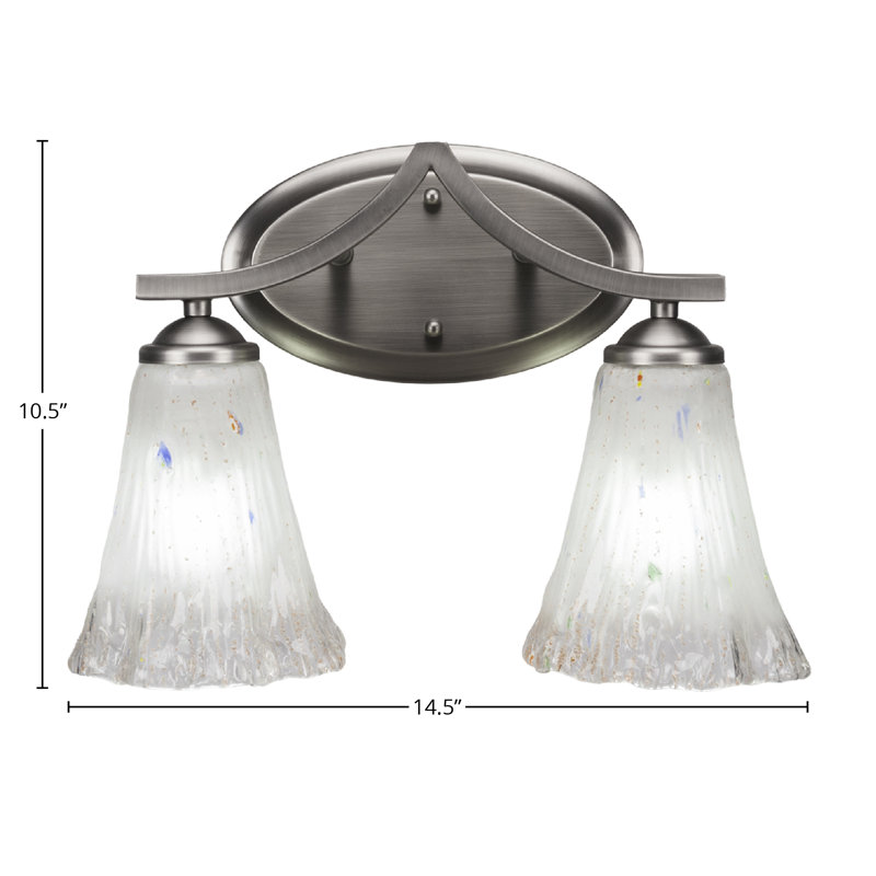 Zilo 2 Light Bath Bar Shown In Graphite Finish With 5.5" Fluted Frosted Crystal Glass, Graphite
