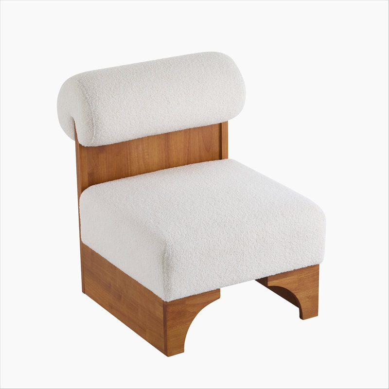 Méridienne moderne avec structure en bois massif et dossier roulé, revêtement Boucle doux et durable, idéale pour le salon, la chambre à coucher ou le bureau