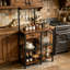 Retro Brown 3-Tier Freestanding Coffee Bar Unit, Kitchen Storage Cabinet with Drawer, Built-in Wine Rack, Open Storage Shelves & Mug Hanging Hooks, Space-Saving Home Furniture for Indoor Multi-Room Use