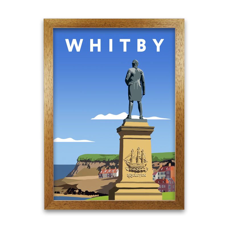 Whitby Captain Cook 1 Piece Wall Art, 29.7cm H x 21cm W x 3cm D, Honey Oak Framed