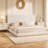 Wood Platform Bed with Upholstered Headboard, Tufted Design