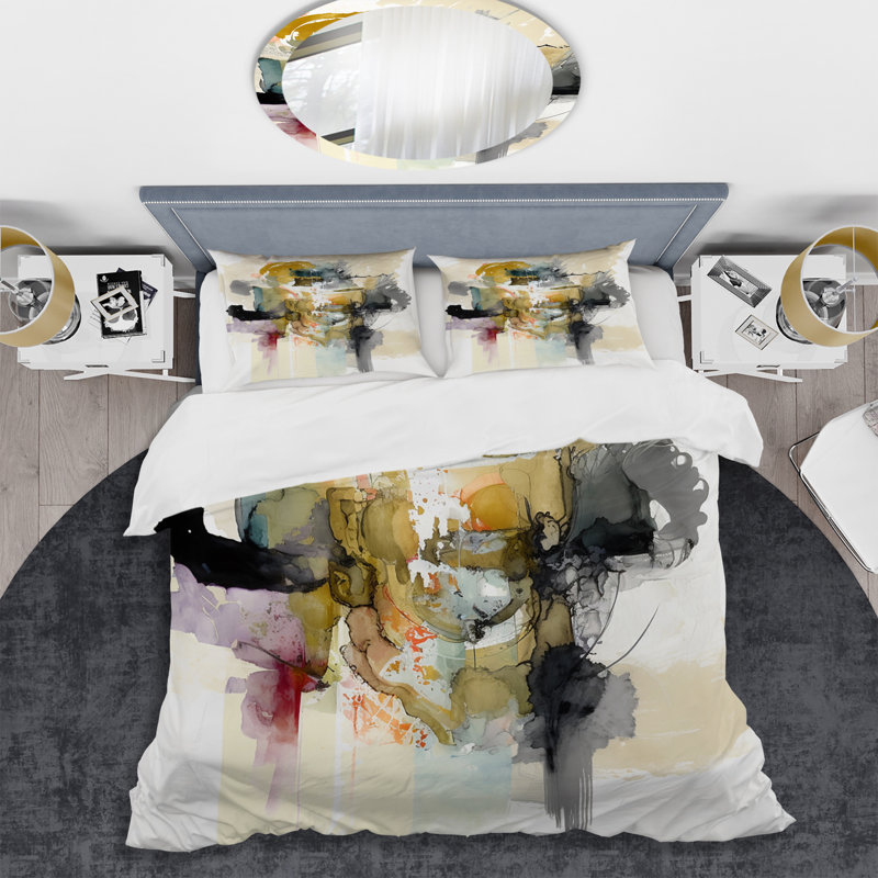 Ensemble de housse de couette en microfibre / polyester Alizarin, Housse de couette pour grand lit et 2 taies décor