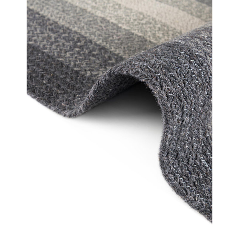  Ombre Hand Braided Wool Rug, Gray, Round 7'10"
