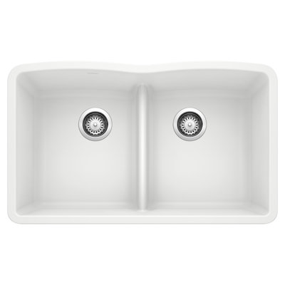 Diamond SILGRANIT 32" 50/50 Double Bowl Undermount Kitchen Sink with Low Divide
