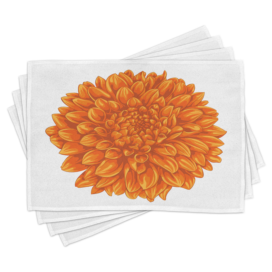 Platzdeckchen 4er Set, Dahlia Flower Floral, Orange