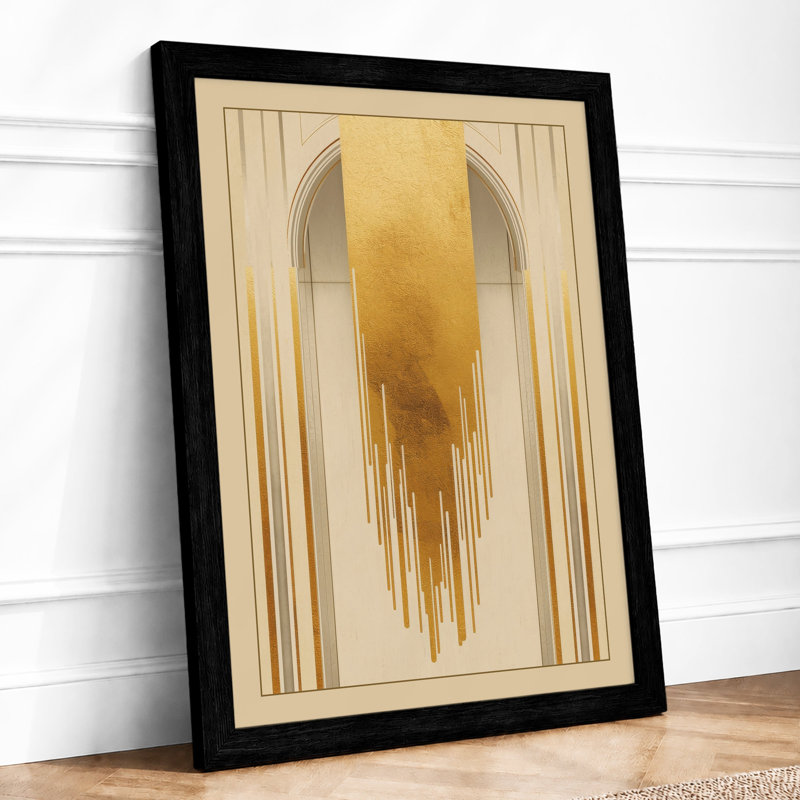 Gilded Descent Minimalist - Framed Print, A3 - 42.0 x 29.7 cm, Black