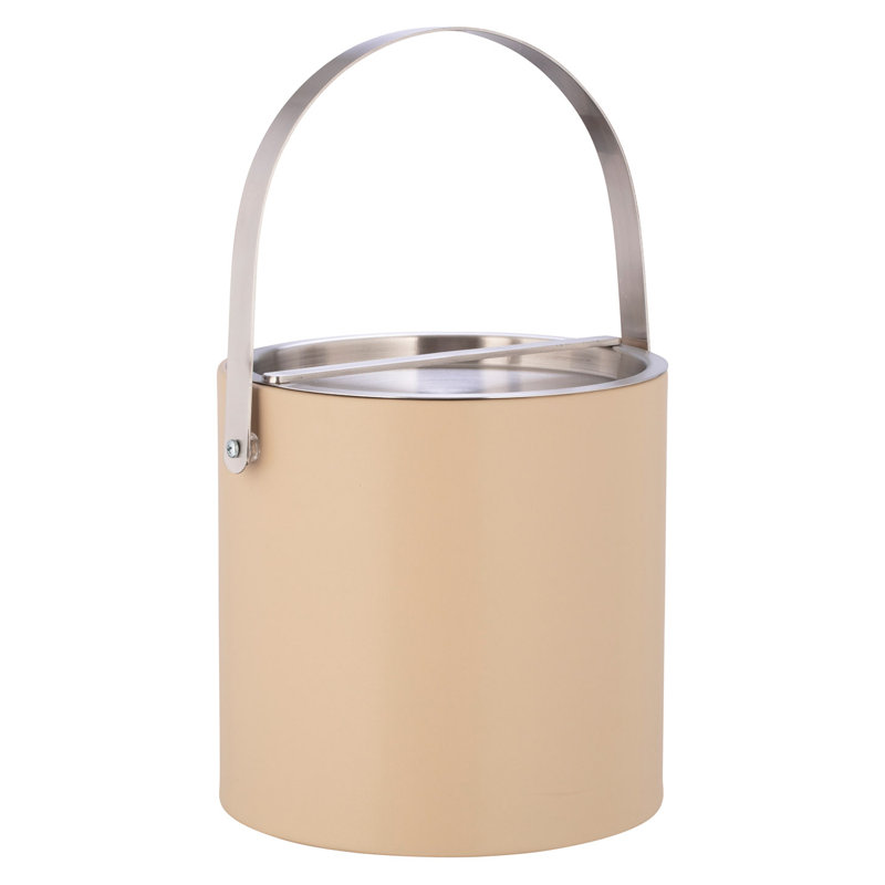 Seau à glace en similicuir Senetta, Beige / chrome brossé