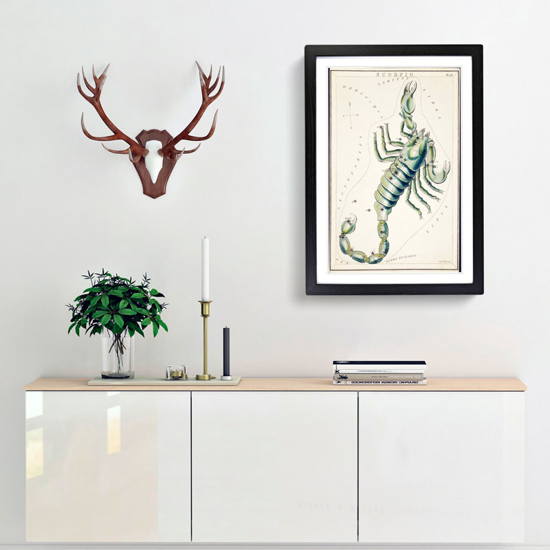 Astronomical Zodiac Chart Of The Scorpio - Single Picture Frame Painting, Black, 63cm H x 45cm W x 2cm D