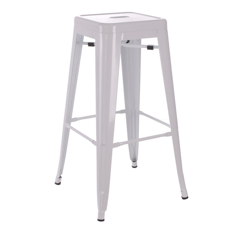Dallas Counter Stool with Metal Frame, White, 76.5 H x 43.5 W x 43.5 D