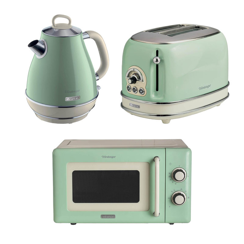 Ariete Vintage 1.7L Jug Kettle, 2 Slice Toaster & Microwave, Green