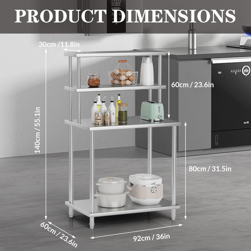 91 cm W Stainless Steel Shelving Unit