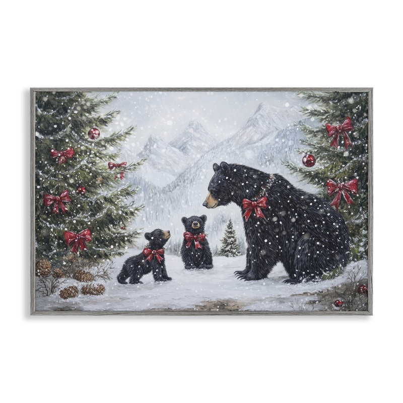 Ours noir de Noël, estampe numérique, design par Tina LeCour, H 12 po x l 18 po, Estampe numérique Farmhouse