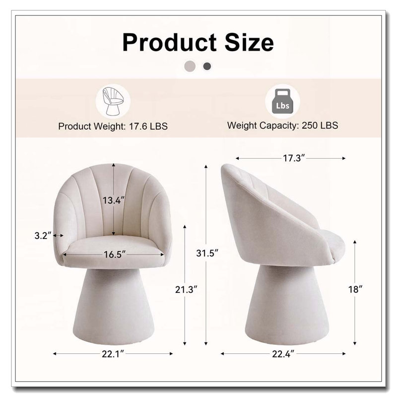 Fauteuil pivotant en chenille, Beige