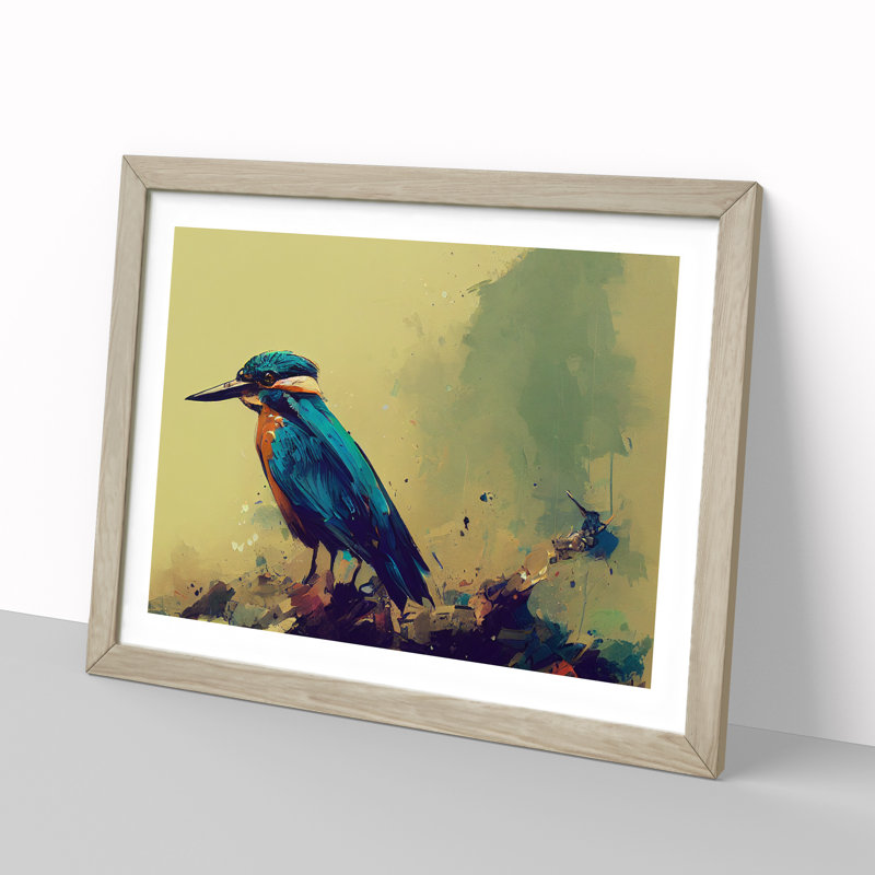 Kingfisher Bird Vol.8 - Framed Print, 25cm H x 34cm W x 2cm D, Oak