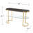 Contemporary Ebony Console Table with Clear Glass Shelf and Sleek Gold Metal Frame, Perfect for Entryways and Living Spaces.