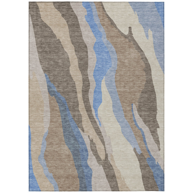 Petala Brown Washable Indoor-Outdoor Rug - , 5' x 7'6"