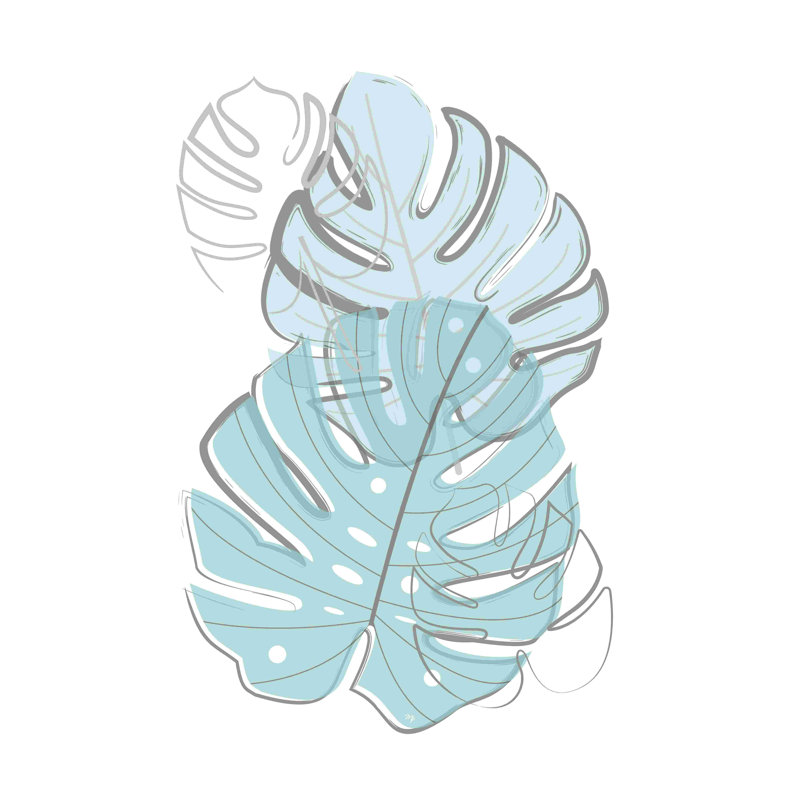 Feuilles bleues - reproduction sur toile tendue, H 12 po x l 8 po