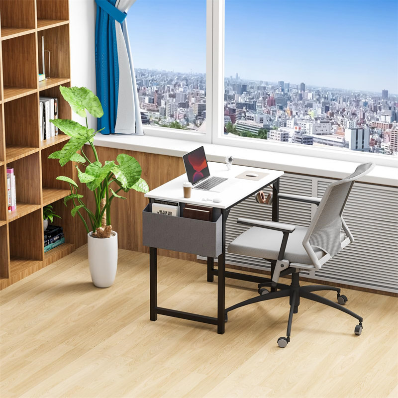Bureau d'écriture Toygar, H 29,8 po x l 31,5 po x P 19,69 po, Blanc / noir