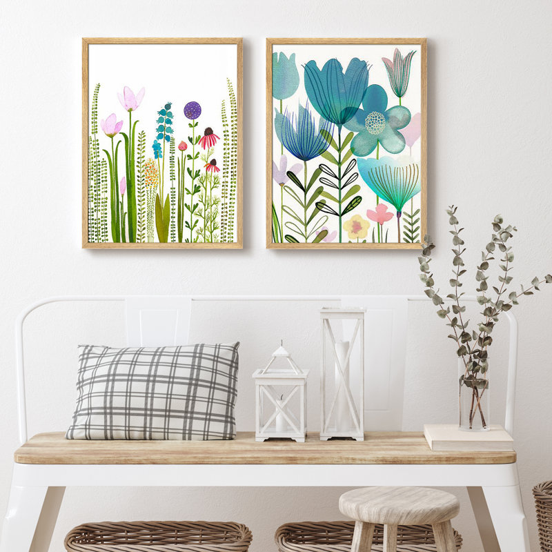 "Green Wildflowers", variété moderne et vibrante, Naturel / naturel, H 14 po x l 11 po