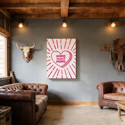 Pink Coquette Heart Love, Built-in Back Wood Frame Wall Art, 30L x 20W