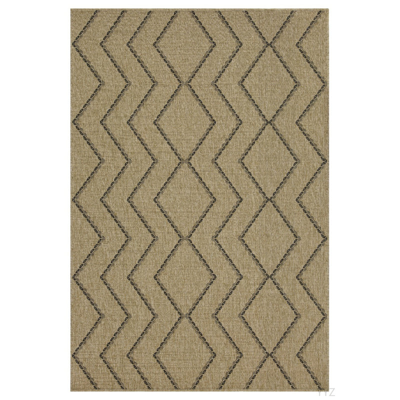 Earth GC_NTL1010 Jute/Black 5 Ft. 3 In. X 7 Ft. 3 In. Indoor/Outdoor Area Rug, Rectangle 5'3" x 7'3"