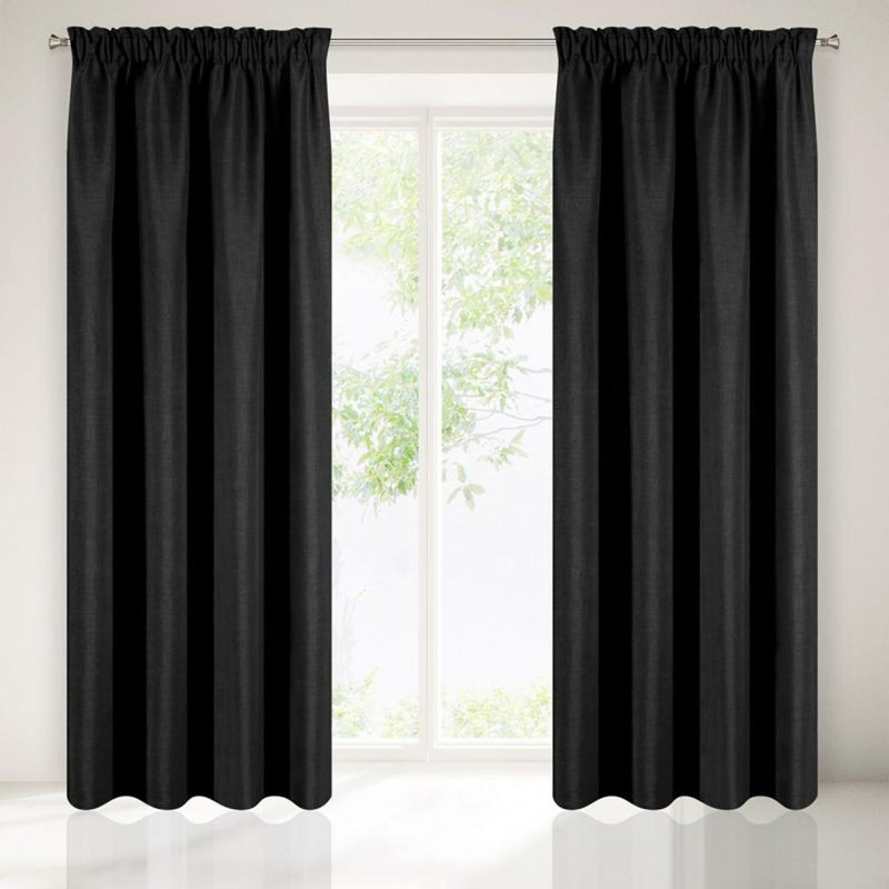 Amelia Slot Top Blackout Curtain, Black