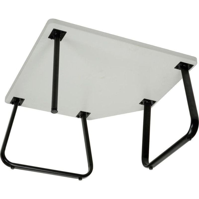 Gray Laminate Top Corner Coffee Table with Black Steel Sled Base